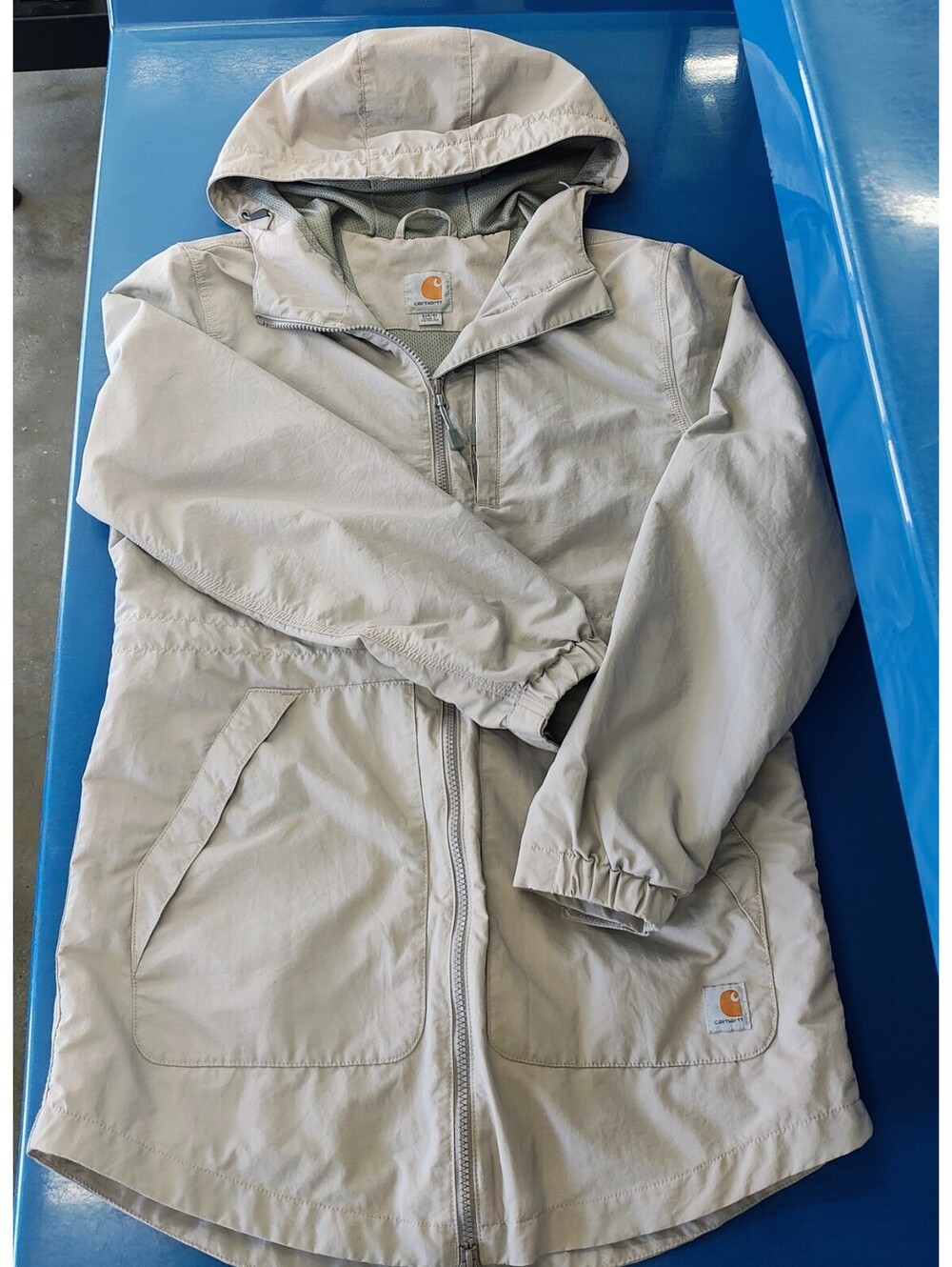 Carhartt Jacket Women size Small Gray Hooded Windbreaker Lightweight